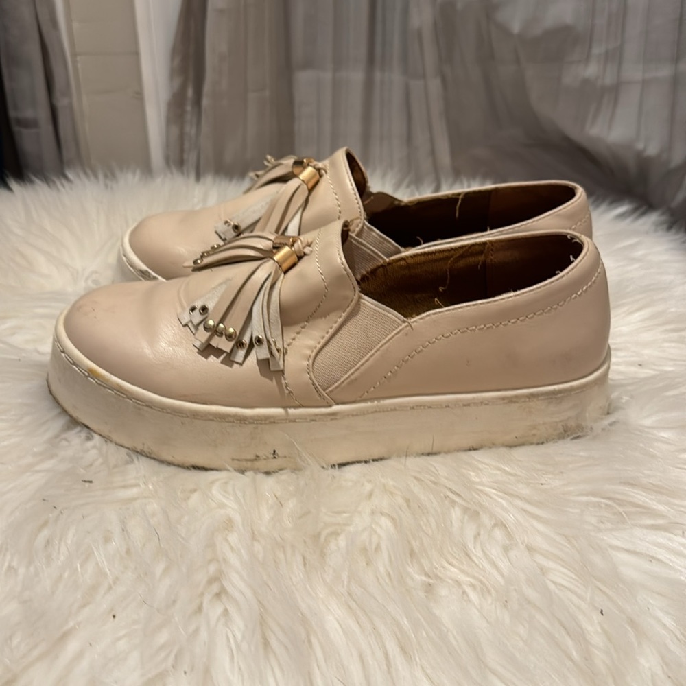 Tassel Detail Tan Vegan Leather with Platform Sneakers - Picture 5 of 7